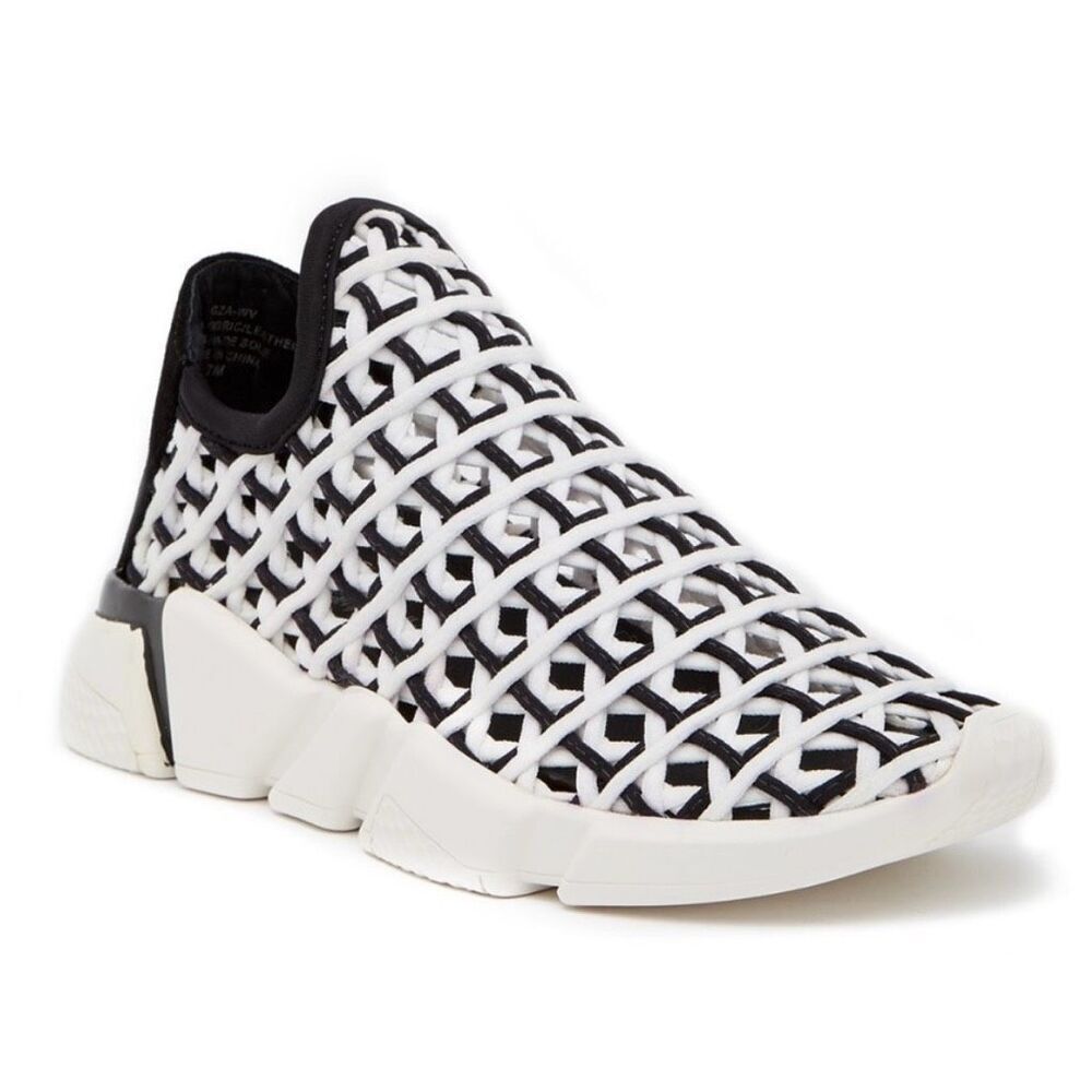 Jeffrey Campbell Black & White Woven Slip-On Sneakers